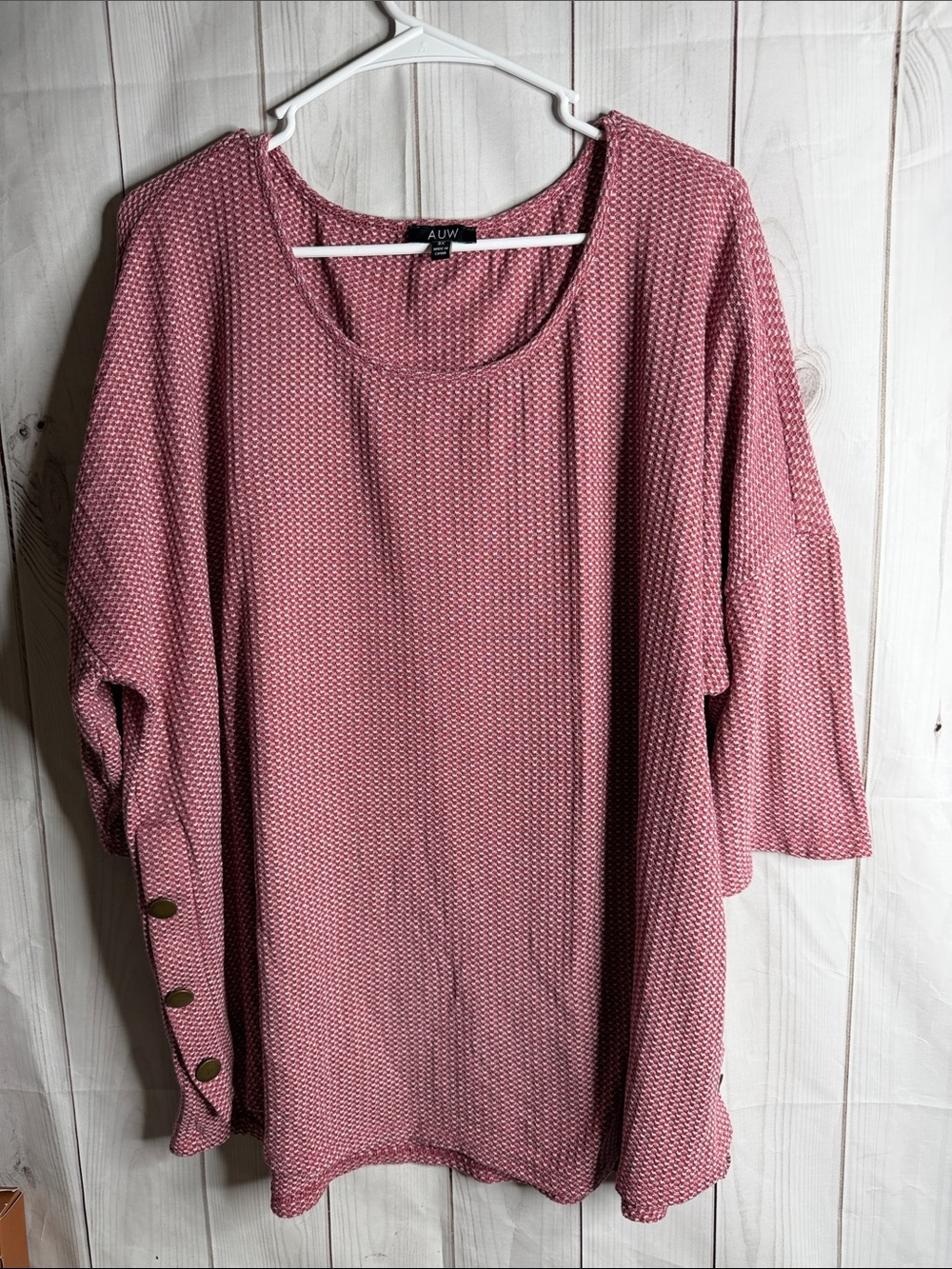 AUW Rose Pink Textured Button side Tunic Top 3xl